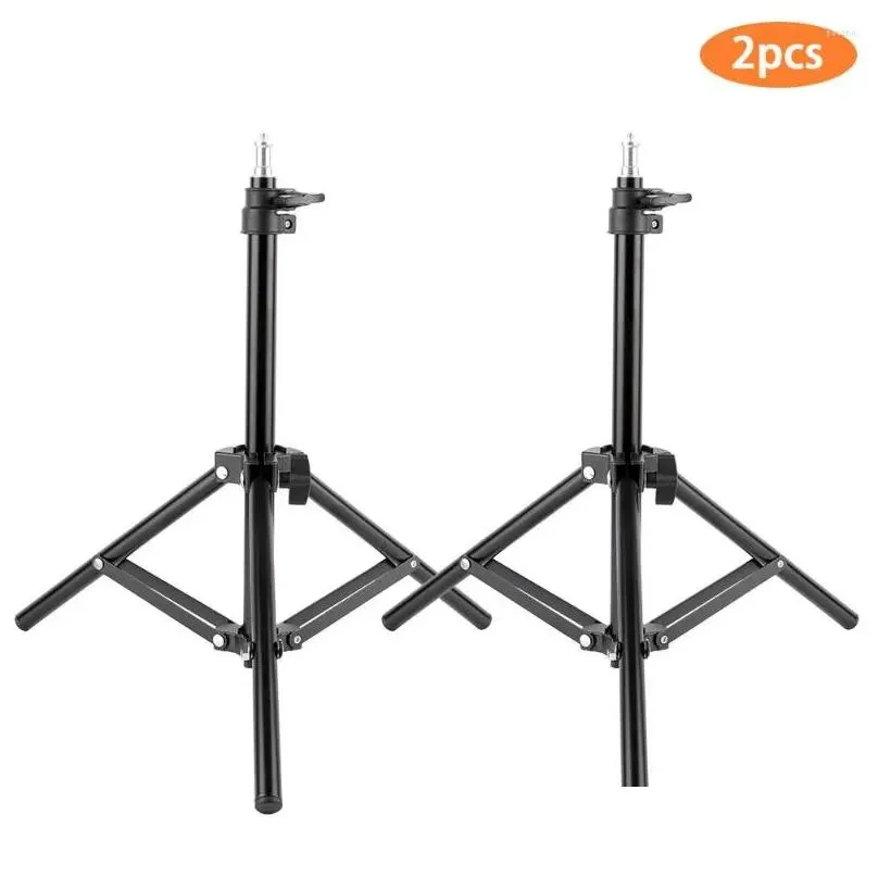 Tripods 2Pcs 68Cm Pography Video Studio Light Tripod Support Stand With 1/4 Screw For Soft Box Lamp Holder Led Drop Delivery Dh26C