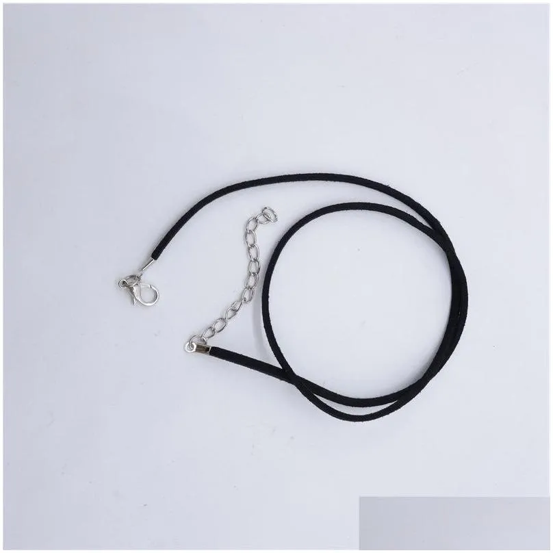 Cord & Wire 100Pcs/Lot 2.7Mm Black Soft Veet Cord Necklaces Chains With Lobster Clasps Faux Suede Leather Drop Delivery Jewelry Jewelr Dh4Pr