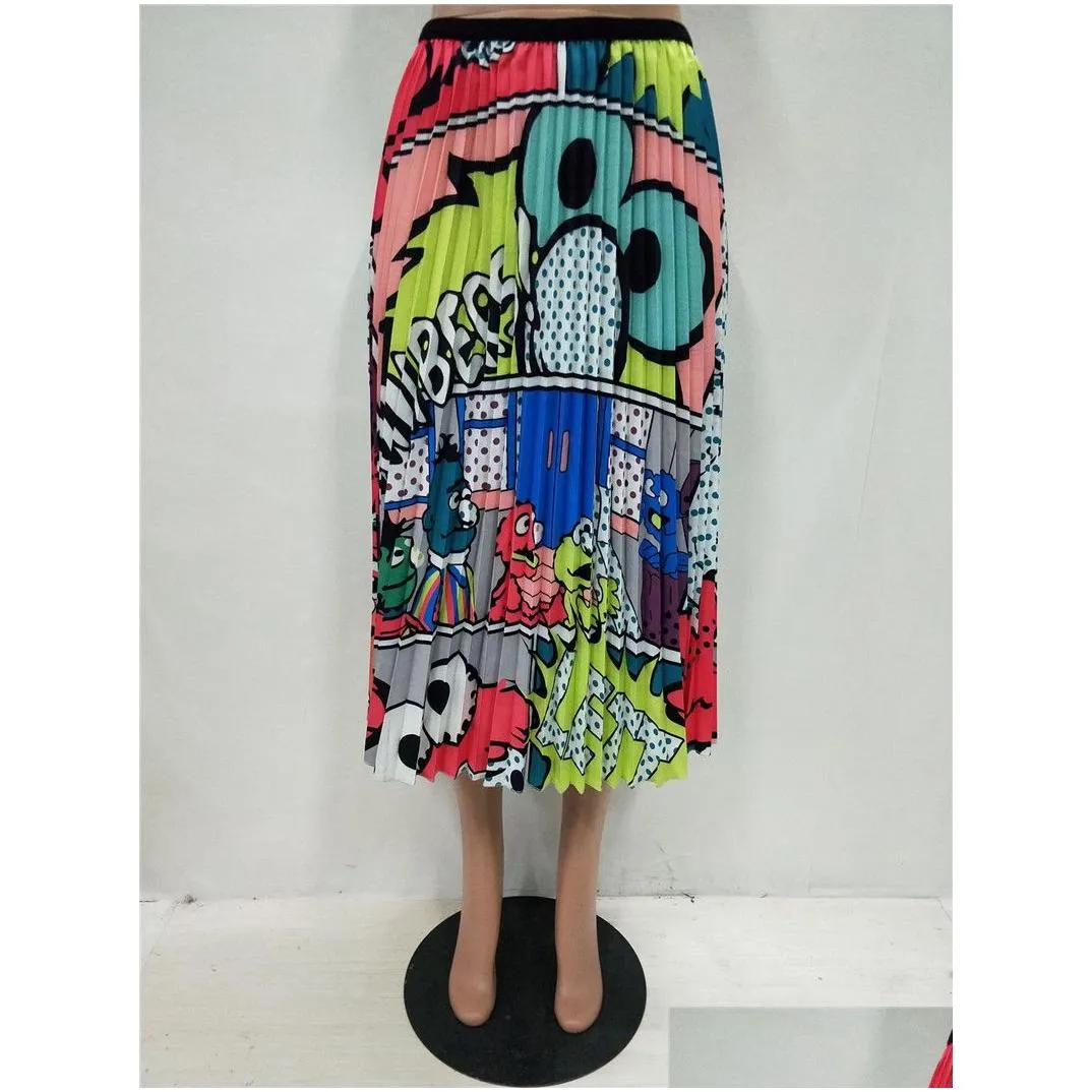 Maternity Bottoms Summer Women Pleated Skirt Cartoon Fashion Print Skirts Elastic Loose Night Club Design Clothes Drop Delivery Baby, Dhoeq
