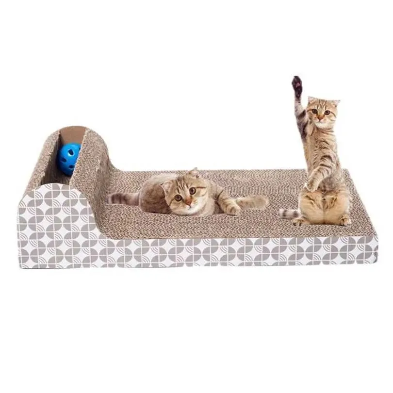 Cat Toys Pet Dog Cat Kitten Corrugated Scratch Board Pad Scratcher Bed Mat Claws Care Interactive Toy For Training Toys 210929 Drop De Dhnp2