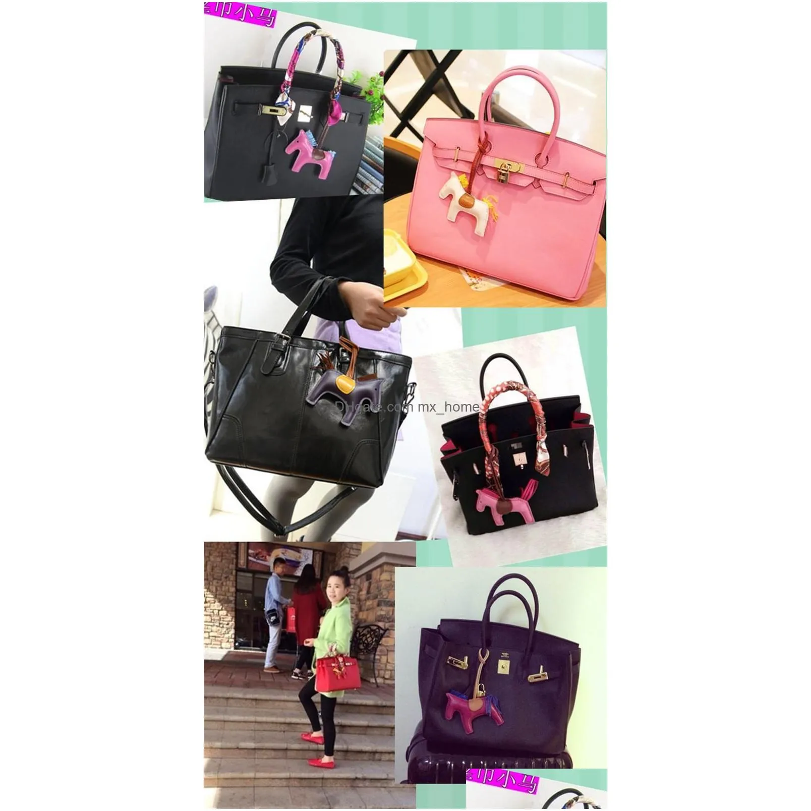 17 colors fashion cute womens bag pendant high-end handmade pu handbag key chains tassel rodeo horse bag charm bag accessories dhs