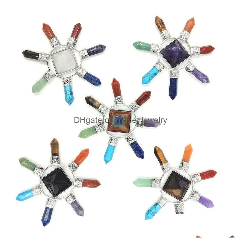 jln pyramid quartz energy launcher seven chakra point energy generator hexagon quartz stone ornaments amulet jewelry for healing