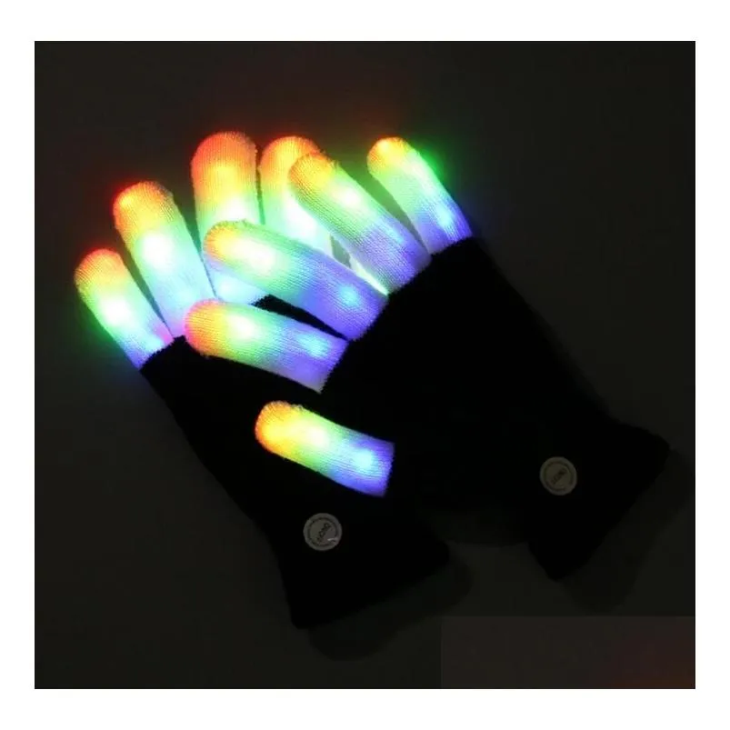 Led Gloves New 7 Modes Color Changing Flashing Led Glove For Concert Party Halloween Christmas Finger Glowing Drop Delivery Toys Gifts Dh73C