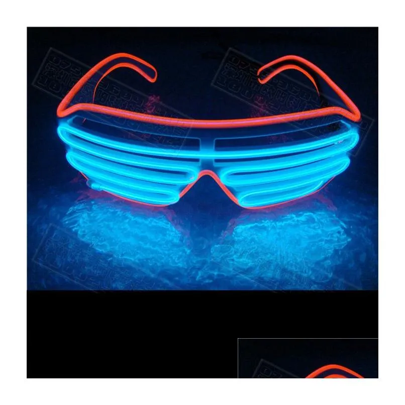 Led Rave Toy Led Party Glowing Glasses El Wire Fluorescent Flash Glass With Window Easter Graduation Birthday Bar Decorative Luminous Dhk2G