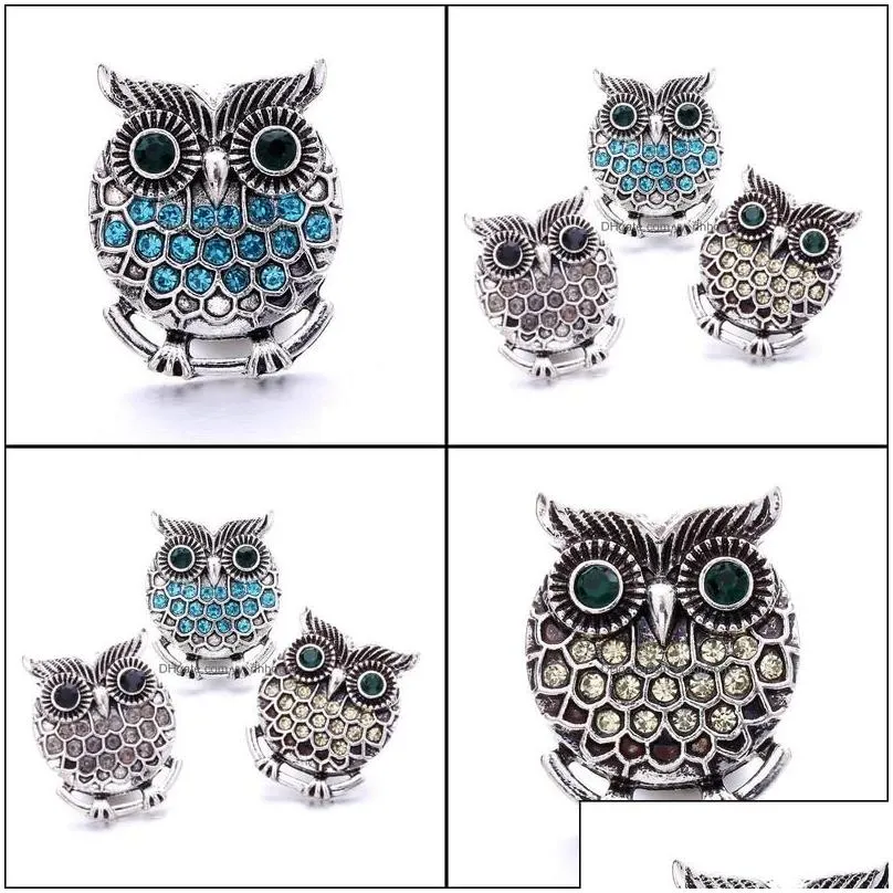 other snap button jewelry component rhinestone retro owl 18mm metal snaps buttons fit bracelet bangle noosa n0054 drop d dhseller2010