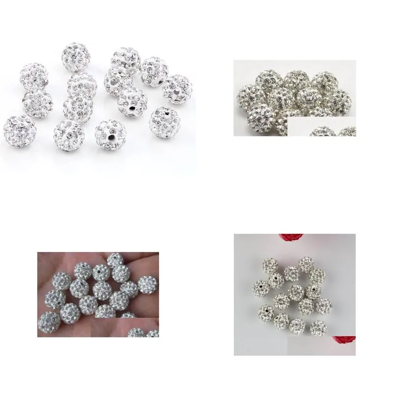 Crystal 100Pcs/Lot 10Mm White Micro Pave Cz Disco Ball Crystal Bead Bracelet Rhinestone Necklace Jewelry Beads. Drop Delivery Jewelry Dhvj2