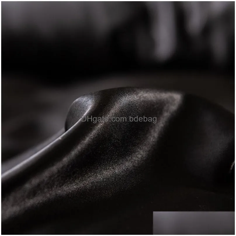 luxury bedding set king size black satin silk comforter bed home textile queen size duvet cover cy2005194815778