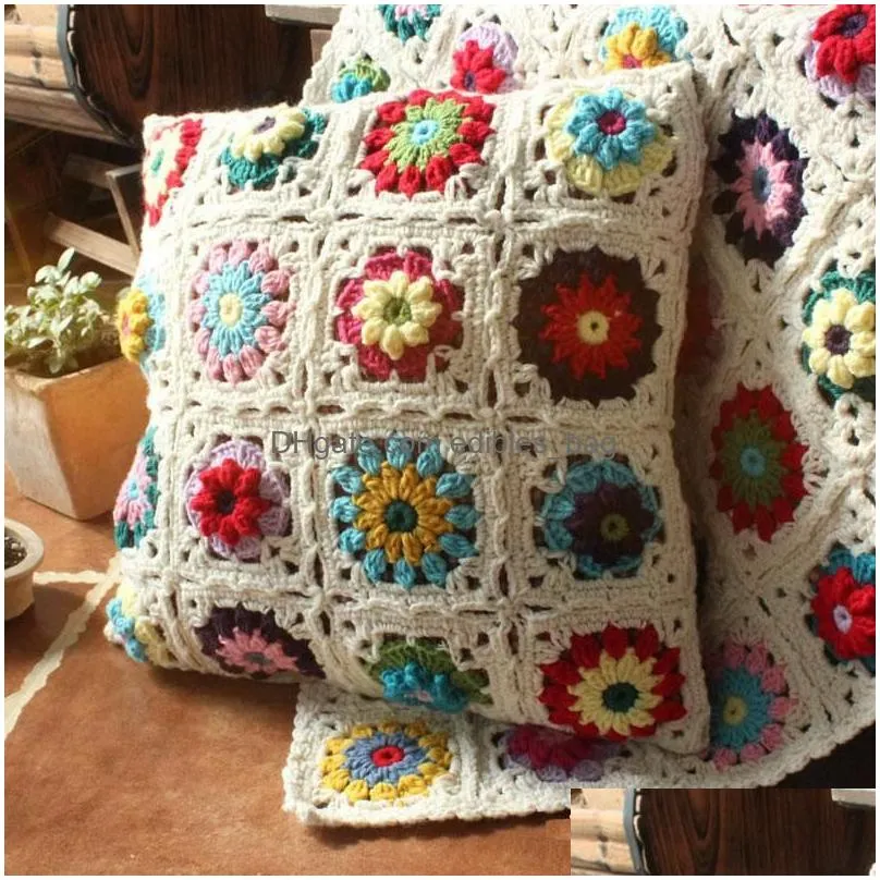 cushion/decorative pillow handmade cloghet sofa car back cushion bolster chair with core decor party pography prop 40cm