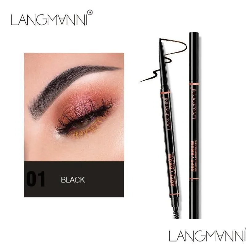 langmanni eyebrow enhancers makeup skinny brow pencil gold with brush 4 color ebony/medium/soft /dark/chocolate drop delivery health beauty eye