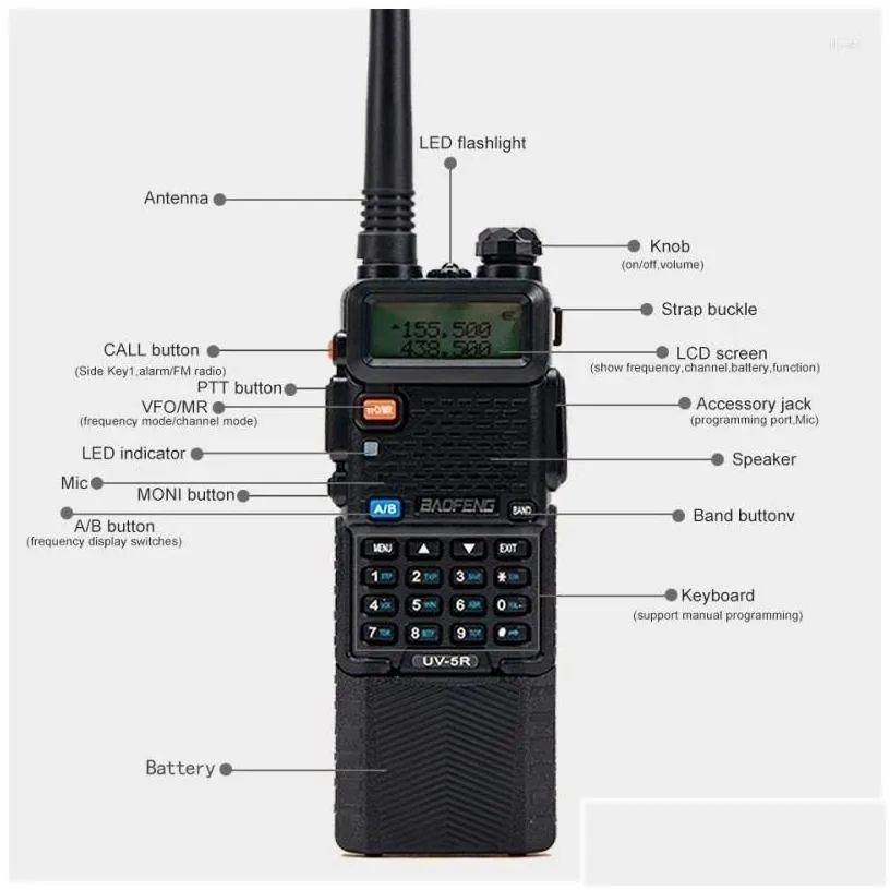 walkie talkie uv-5r baofeng long range enlarge 3800mah 8w dual puv 5r ham radio uv5ra two way for hunting drop delivery dhs3m