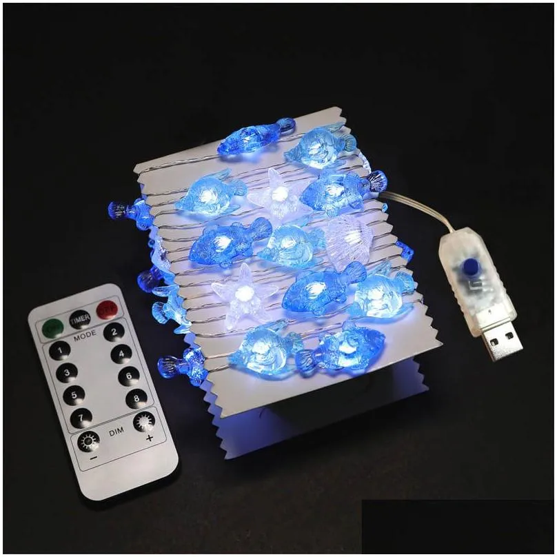 Led Strings Christmas Halloween Decorative Marine Theme String Lights 40 Led Weatherproof 8Mode Indoor And Outdoor Remote Control Copp Dhant