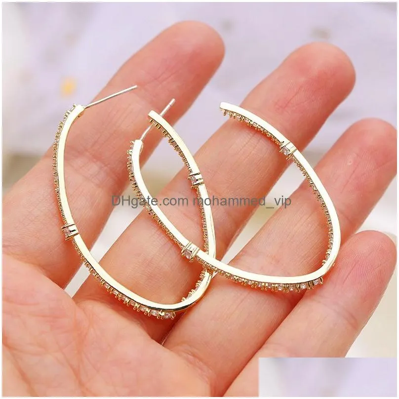 vecalon 925 silver large hoop earrings gold/silver color for women big circle earrings 925 sterling silver wedding jewelry party