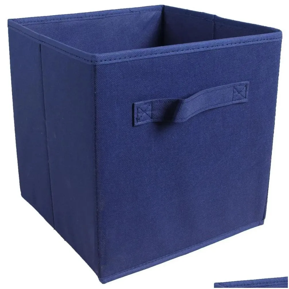 Storage Boxes & Bins New Cube Folding Non-Woven Fabric Storage Box Foldable Cloth Basket Bins Toys Organizer Containers Ders 210315 Dr Dher1
