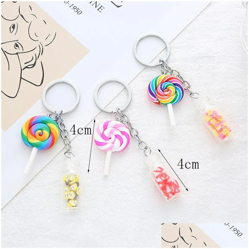 Keychains & Lanyards Quicksand Wishing Bottle Key Pendant Lollipop Students Bag Rainbow Drop Delivery Fashion Accessories Dhbd9