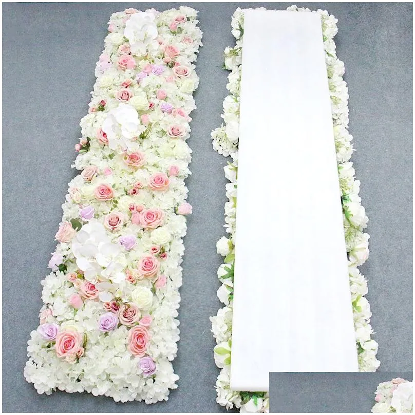 Decorative Flowers & Wreaths 2M Luxury Custom Artificial Floor Wedding Backdrop Decor Garland Flower Arrangement Table Runner Rarty Ev Dhxmr