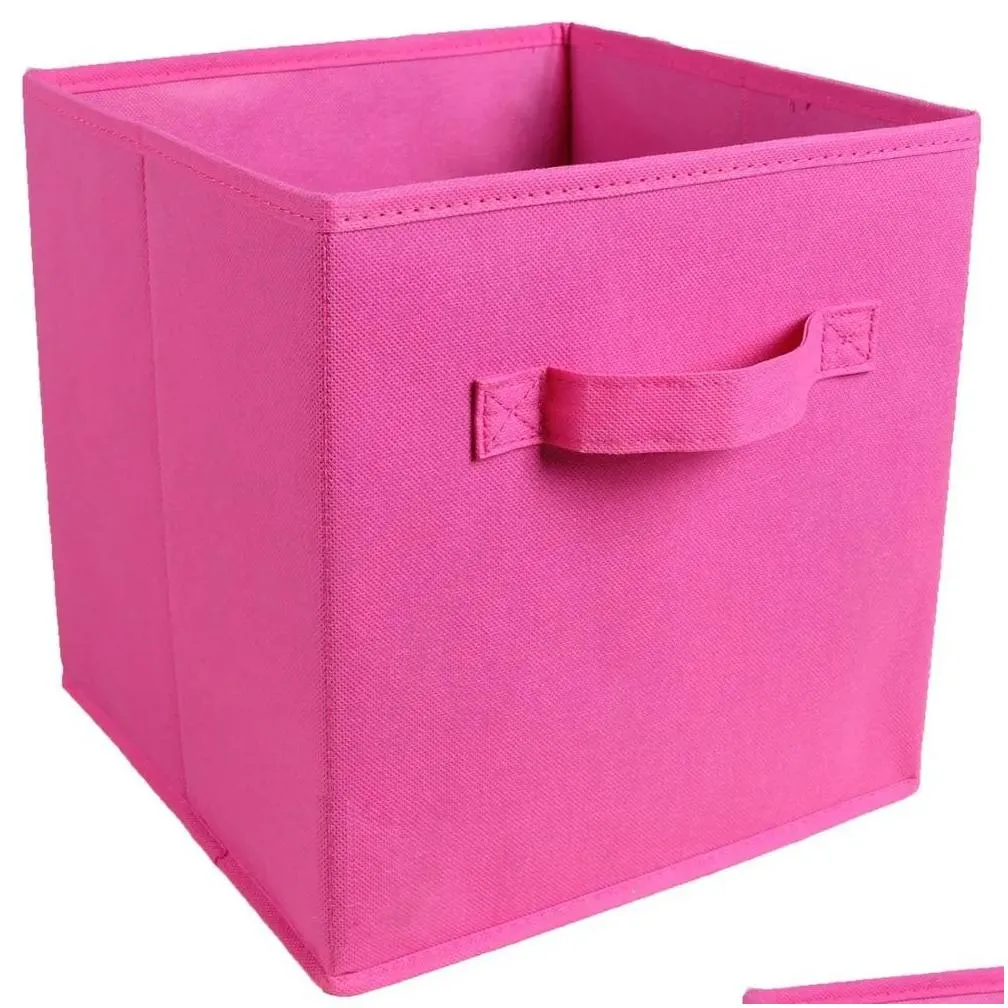 Storage Boxes & Bins New Cube Folding Non-Woven Fabric Storage Box Foldable Cloth Basket Bins Toys Organizer Containers Ders 210315 Dr Dher1