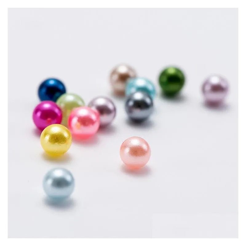 Acrylic, Plastic, Lucite Mix Colors Round Colorf Glass Pearl Imitation Beads 4Mm Loose Jewelry Diy Making Fit Bracelets Necklace Drop Dhnpu