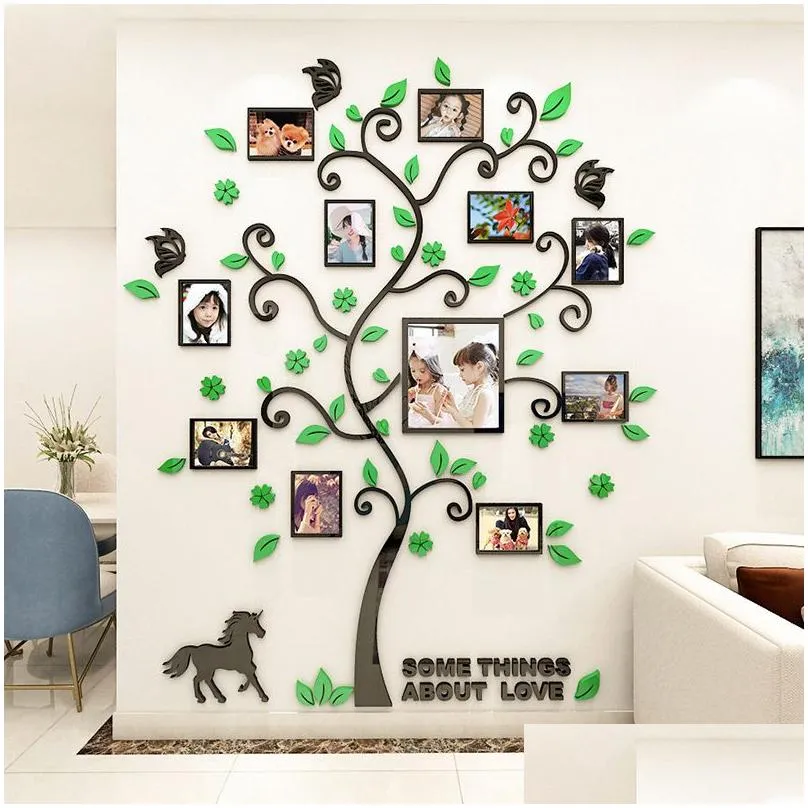 Wall Stickers 3D Family Po Frame Tree Wall Sticker Diy Art Decals Acrylic Poster Living Room Bedroom Home Decor Large Wallpaper Kids 2 Dhk3H