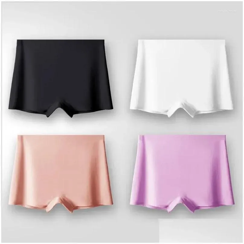 Women`S Panties Womens Panties Ice Silk Safety Shorts Women Boxer Briefs Thin Breathable No-Curling Underpants High Waist Boyshorts F Dh4Fi