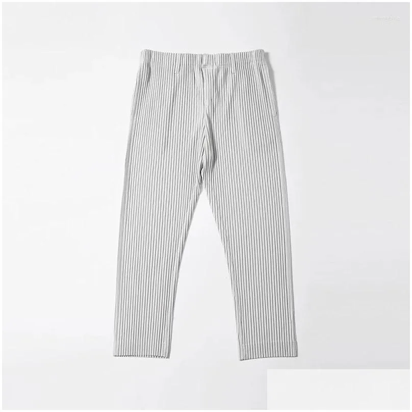 mens pants summer 2022 mens miyake folding fashion plus size japan pleated crop high flexibility