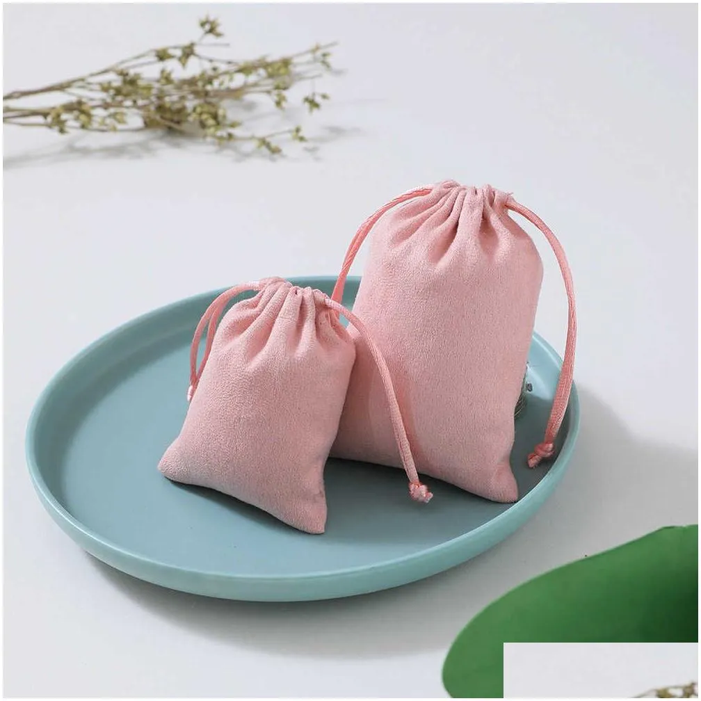 Gift Wrap 50 Flannel Jewelry Pouches Pink Veet Bag Packaging For Wedding Party Christmas Birthday Gift Jewellery Dstring 211014 Drop D Dhxku