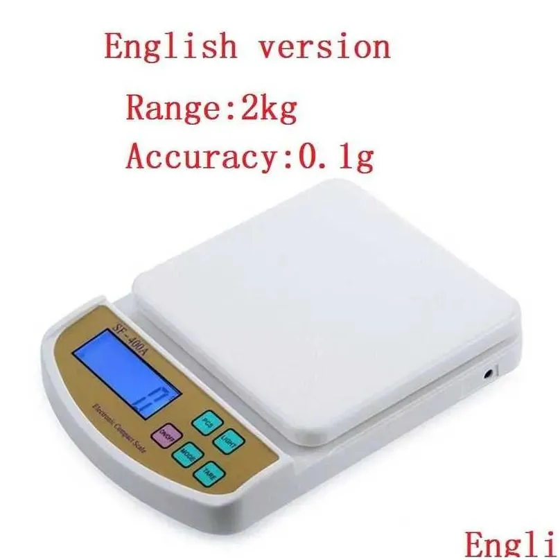 Household Scales 2/5/10Kg 1G/0.1G Libra Digital Kitchen Scales Counting Weighing Electronic Nce Scale Sf-400A English Button 210927 Dr Dhqbc