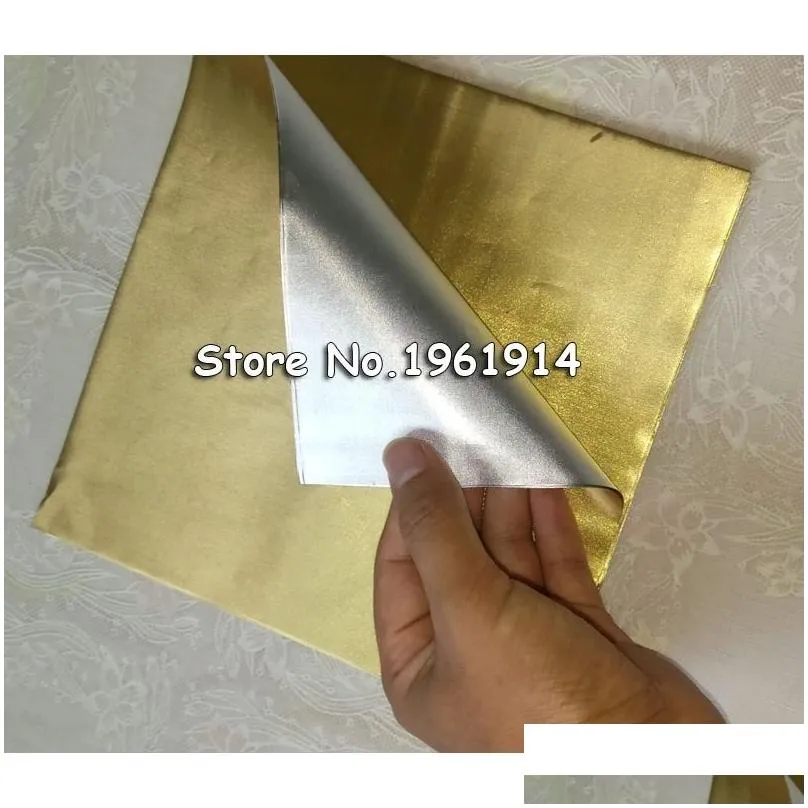 Gift Wrap 100 Sheets 20X20Cm Gold Aluminium Foil Wrapper Paper Wedding Chocolate Candy Wrap Sheets210323 Drop Delivery Home Garden Fes Dhx2Z