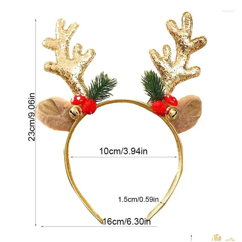 Hair Accessories 2024 Cute Christmas Deer Antlers Headband Bell Sequin Xmas Party Cosplay Girl Headbands Year Gift Drop Delivery Dhxvs