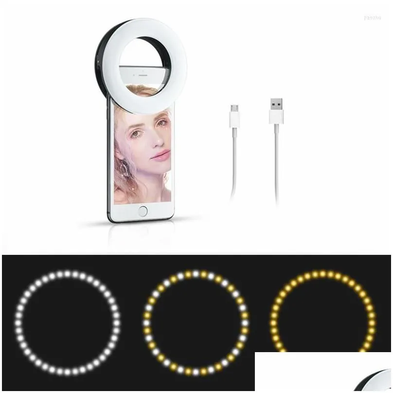 Flash Heads Led Ring Light Portable Selfie Fill Lamp For Mobile Phone Video Live Lights Usb Charge Pography Lighting Drop Delivery Dh4Ya