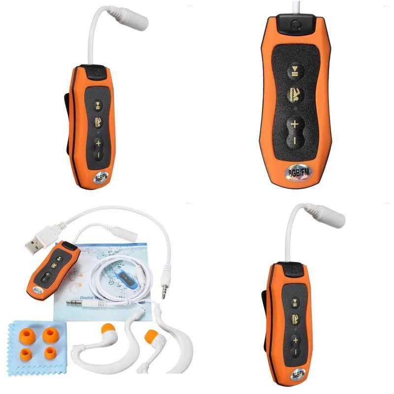 Mp3 & Mp4 Players Player Swimming Underwater Diving Spa Fm Radio Waterproof Headphones Orange Drop Delivery Electronics Dh5Mu