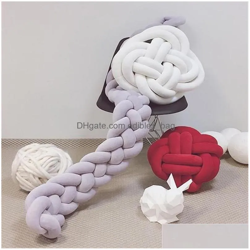 cushion/decorative pillow nordic 1.1m handmade knitted long ins knotted braid bed bumper sofa cushion babys room decoration christmas