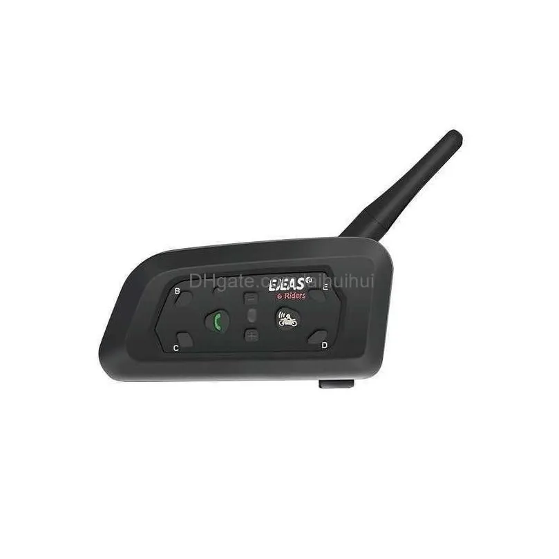 motorcycle intercom walkie talkie ejeas v6 pro bluetooth helmet headset with 1200m bt interphone communicator for 6 riders waterproo