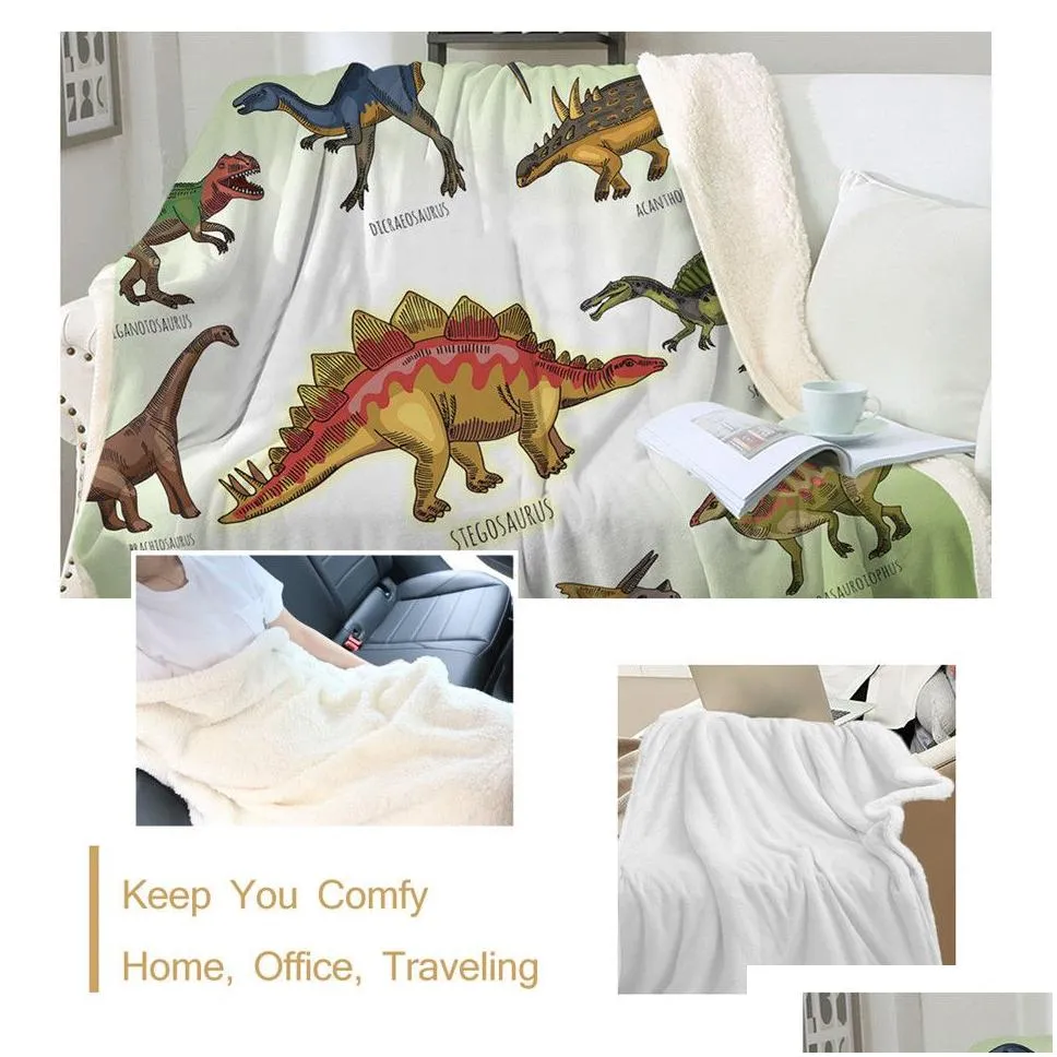 Blanket Beddingoutlet Dinosaur Sherpa Throw Jurassic Printed Bedspread For Kids Stegosaurus P Boys Cartoon Bedding 201 Drop Delivery H Dhdji