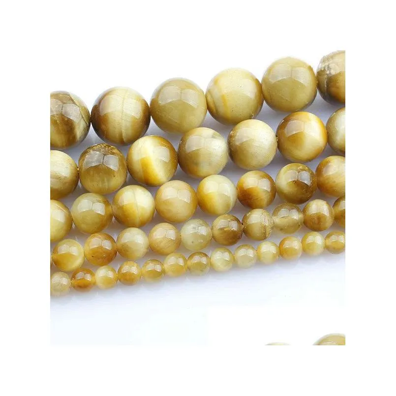 Stone Selling Natural Yellow Tiger Eye Stone Loose Beads Red Golden Semi-Finished Products Diy Jewelry Making Drop Delivery Jewelry L Dhaz9