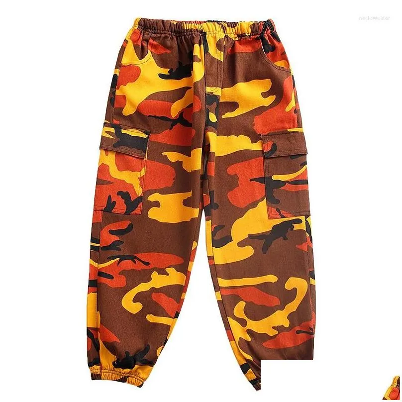 Stage Wear Kid Hip Hop Clothing Plain Oversized T Shirt Top Camouflage Tactical Cargo Jogger Pants For Girl Boy Jazz Dance Costume Dr Dhgrw