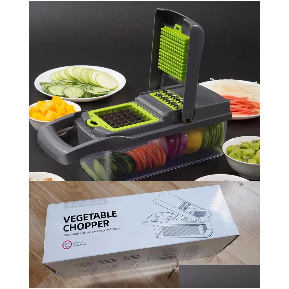 Fruit & Vegetable Tools Kitchen Accessories Gadgets Tools Mtifunctional Vegetable Slicers Cutter 8 In 1 Grater Shredders Supplies 2012 Dhhmc