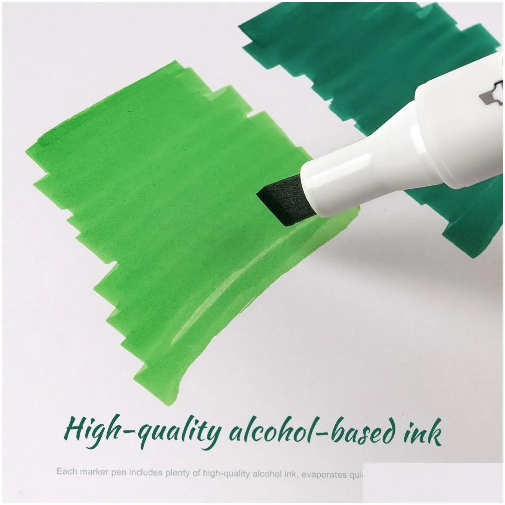 Markers Wholesale Arrtx Alp Green Tone 24 Colors Alcohol Marker Pen Dual Tips Markers Perfect For Painting Tree Grass Leaves Forest Pl Dhm6K