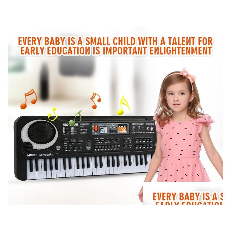 Baby Music & Sound Toys 1Pc Mtifunction 61 Keys Early Education Music Toy Electronic Keyboard With Mikephone Kid Piano Organ Record Pl Dhydr