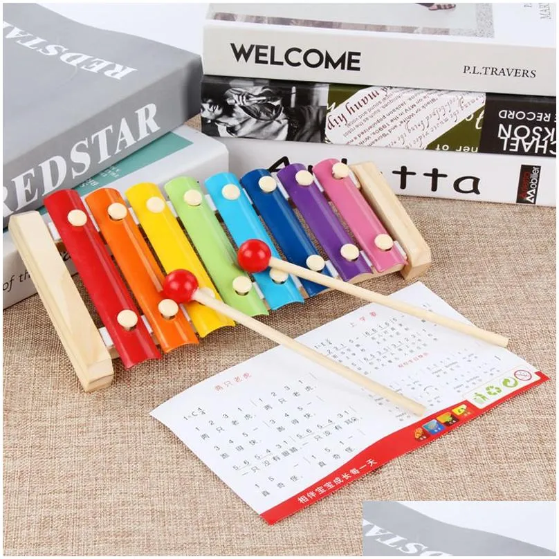 Baby Music & Sound Toys Wooden Hand Knocking Piano Toy Children Musical Instruments Kid Baby Xylophone Developmental Toys Kids Gifts L Dhl4Z