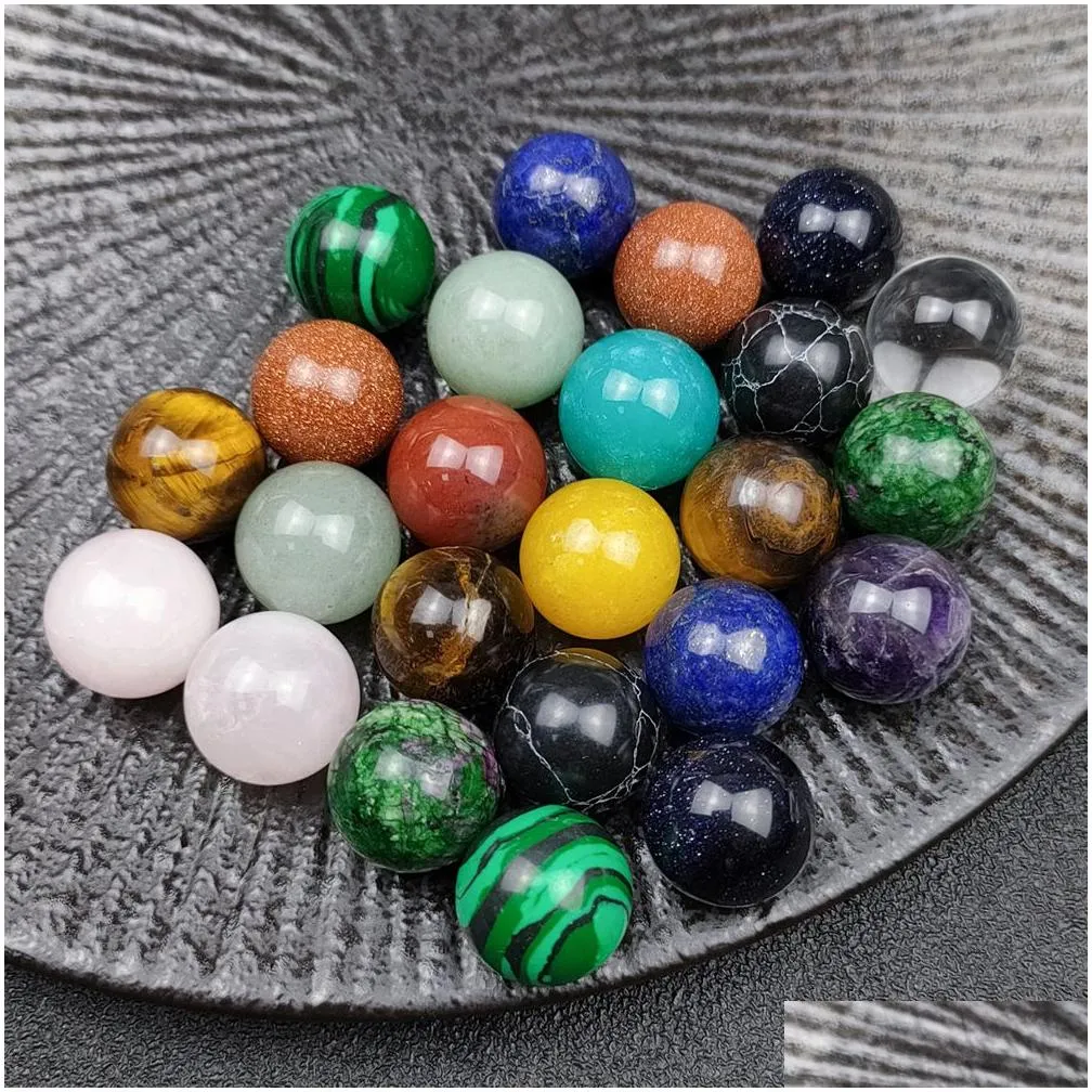 Stone 16Mm Natural Stone Loose Beads Amethyst Rose Quartz Turquoise Agate 7Chakra Diy Non-Porous Round Ball Drop Delivery Jewelry Loo Dhzse