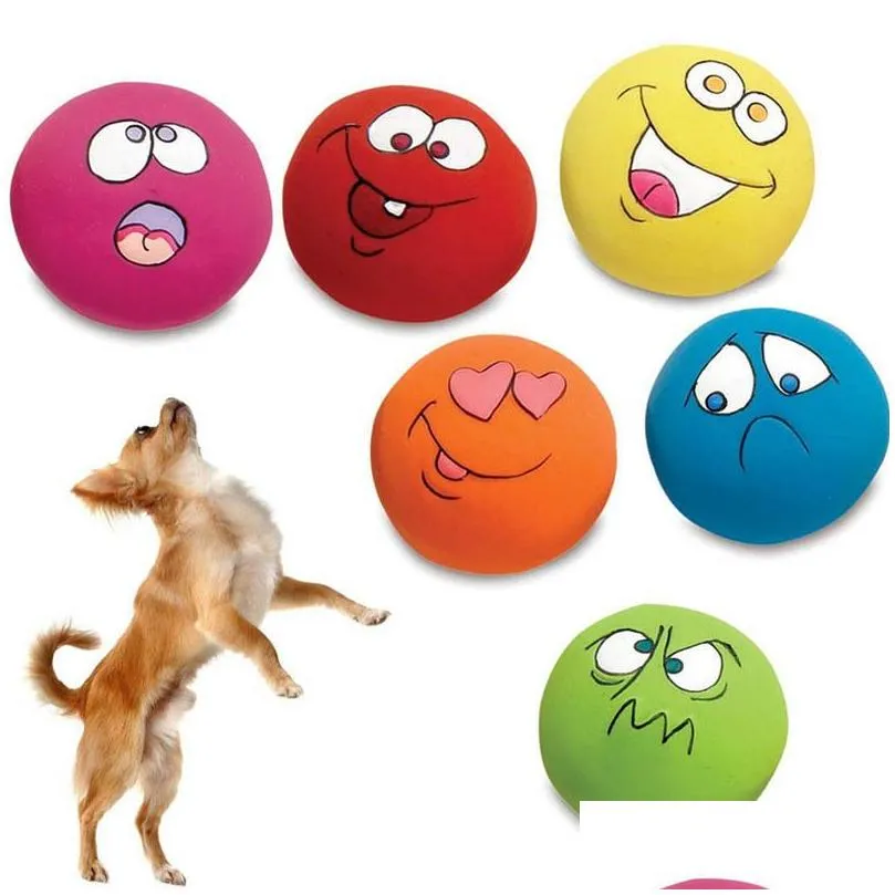 Dog Toys & Chews Newly 6 Pcs/Set Pet Cat Dog Toys Teeth Squeaker Ball Puppy Squeaky Sound Face Fetch Play Toy For Small Dogs Rubber Ch Dhgcn