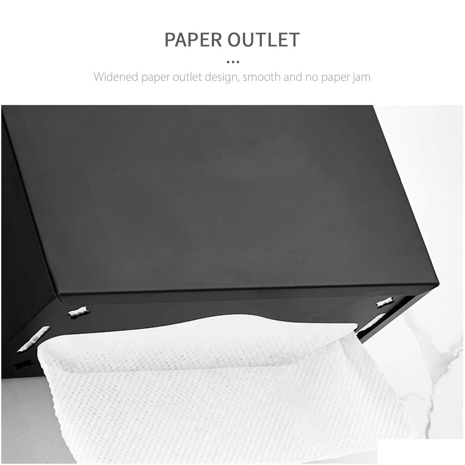 Paper Towel Holders Wall-Mounted Paper Towel Dispenser Dual Dispensing Holder Waterproof Space Aluminum Bathroom Tissue Box 210320 Dro Dhxa5