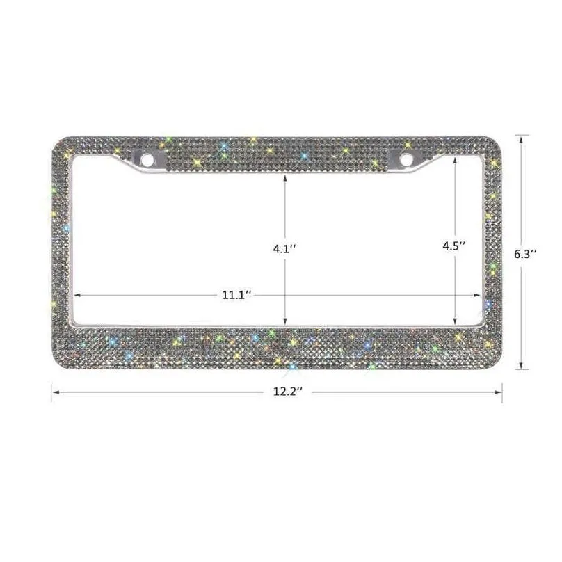 Other Interior Accessories New 2 Pack Luxury Handcrafted Bling Rhinestone Premium Crystal Car License Plate Frame For Usa Canada Truck Dh2Kr