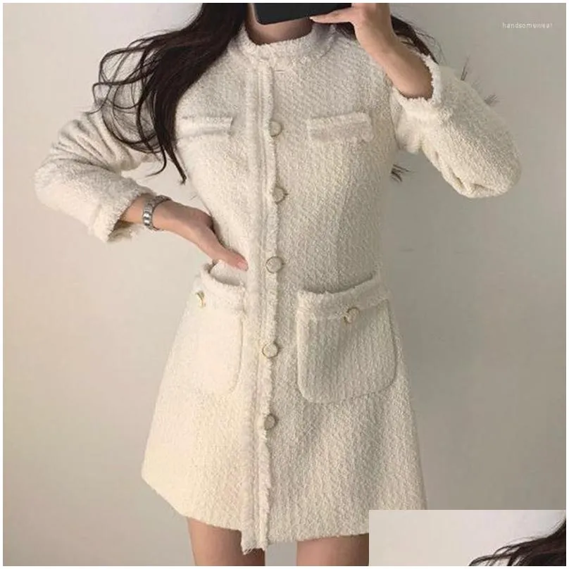 Basic & Casual Dresses Mini Fairy T Dress Round Neck Loose Single Breasted One Piece Long Sleeve Female Tide Drop Delivery Apparel Wo Dh5Y4