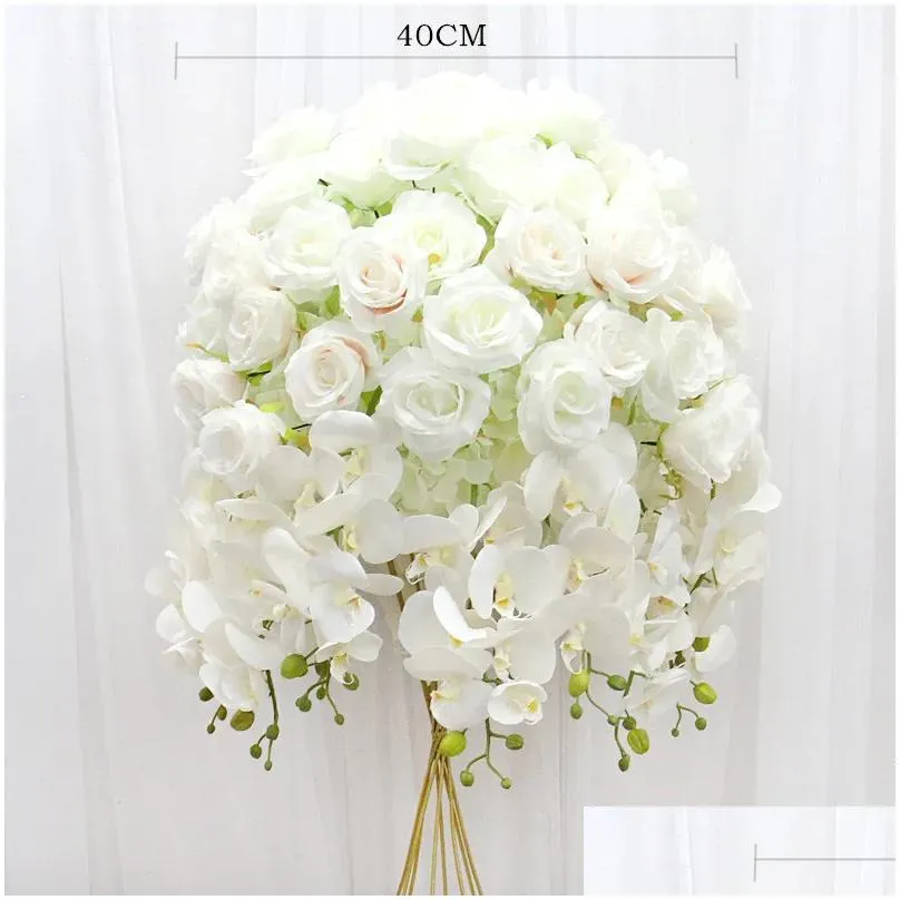 Decorative Flowers & Wreaths 2M Luxury Custom Artificial Floor Wedding Backdrop Decor Garland Flower Arrangement Table Runner Rarty Ev Dhxmr