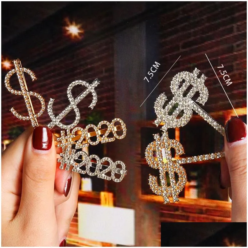 Hair Accessories Letter Hairpins Shiny Rhinestones Word Hair Clips For Girl Women Goal Boss Y Clip Hairgrip Diamond Bling Pins Barrett Dhxlz