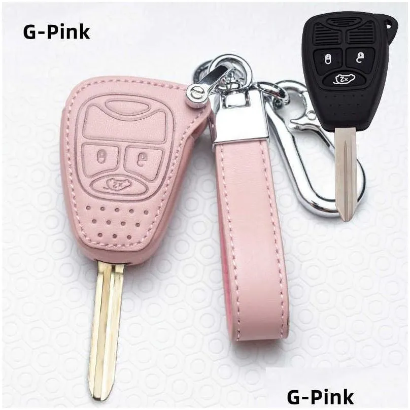 Other Interior Accessories New Leather Car Key Case Er For Jeep Wrangler Compass Patriot Liberty Chrysler 300 Pt Dodge Jcuv Caliber Ni Dhgjl