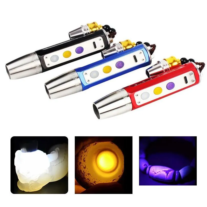 Head Lamps Brelong Led Three Light Ce Shines In Jade Glare Flashlight Purple / Yellow White 1 Pc Drop Delivery Lights Lighting Portabl Dhacg