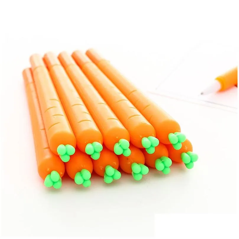 Gift Ballpoint Pens Creative Carrot Roller Ballpoint Pen 0.5Mm Orange Vegetable Shaped Student Stationery Christmas Gift Drop Delivery Dhkqp