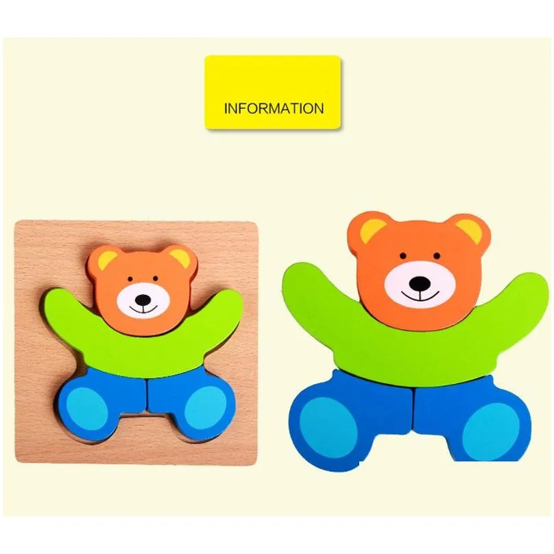 Intelligence Toys 32 Style Wooden Puzzle Toys For Interaction With Childs Kids Cartoon Animal Wood Puzzles Educational Children Christ Dhtxg